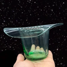Hand Blown Art Glass Hat Green Bowl Vase Hand Made Glass 6.5”W 4”T