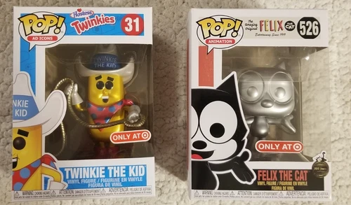 Funko Pop! 31 Twinkie the Kid y 526 Felix the Cat Target Metalic Ex sin usar en caja S/H gratis