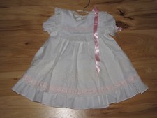 VINTAGE GIRL ALLISON ANN WHITE LACE RUFFLE FRILLY FROCK DRESS PINK RIBBON SIZE 4