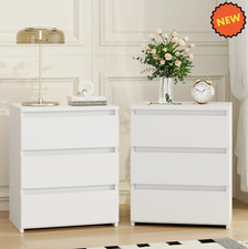 Juego De 2 Mesitas De Noche Con Cajones Para Cuarto Mesa de Noche Blanca Madera