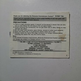 Tetris - Authentic Nintendo NES Game Cartridge and Manuel