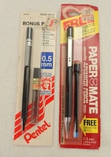 2 Mechanical Pencils .5 mm Vintage Pentel w/ Lead & Parker 1000 w/Cassette