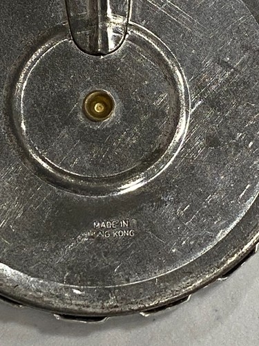 Medidor de caminata vintage podómetro de juguete caja original juguete de lata hecho en Hong Kong - Imagen 4 de 5