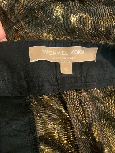 Michael Kors Collection Brown & Metallic Gold Patterned Pants, Size 12 (US) - Picture 8 of 8