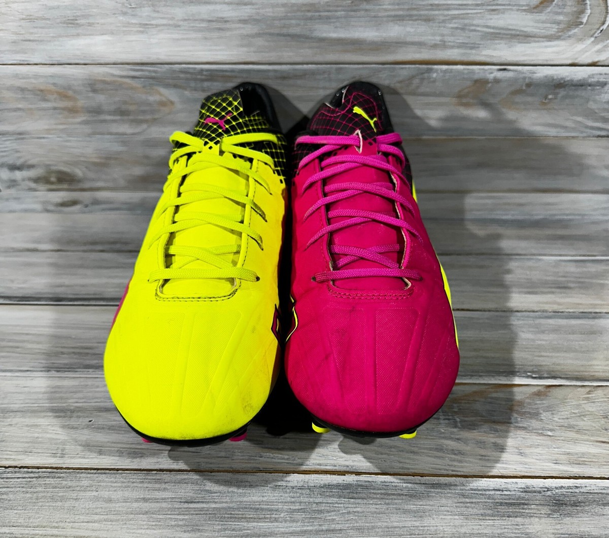Size 11.5 - PUMA evoSpeed 4.5 FG Tricks - Pink Glow Safety Yellow