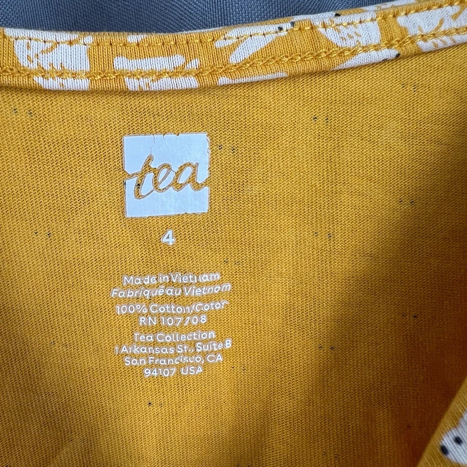 Vestido Tea Collection Estampado Conejito Amarillo Manga Larga Cuello Giro Talla 4 Foto 3 de 4