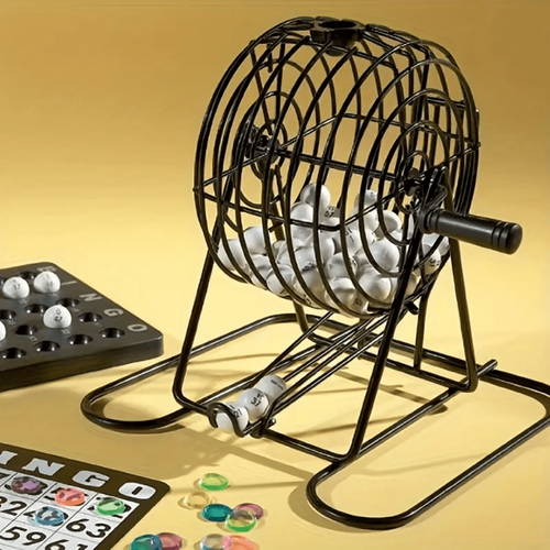JZH7-1pc Deluxe Bingo Game Set, Including Bingo Cage, Master Board, 18 Mix Card