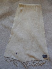 Polo Ralph Lauren Scotland Light Gray Lambswool Wool Scarf Fringe