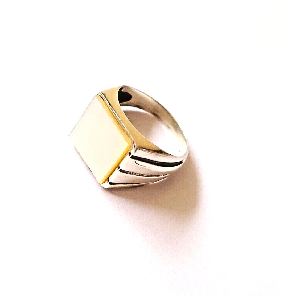 Anillo Natural Madreperla Plata de Ley 925 Hecho a Mano Todos los Tamaños Disponibles Foto 3 de 4