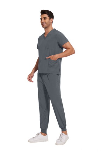 Stretch Medical Nursing Uniform Scrub Set Men V-Neck 3-Pocket-Top Jogger Pants - Picture 103 of 138
