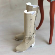 1/4 1/3 BJD Shoes Doll Spliced Leather Boots with Buckle Rivets Apricot/Brown