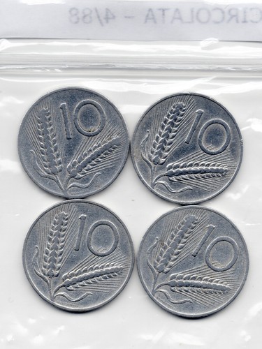 QUATTRO MONETE DA 10 LIRE 1954 – REPUBBLICA ITALIANA – CIRCOLATE COD.4/88 - Foto 4 di 4