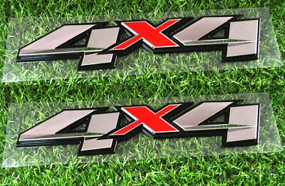 2pcs 3D Badge 4x4 Emblems Fit for 2007-2023 Silverado Sierra GMC Red Chrome