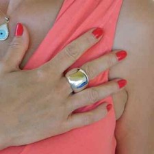 Wide dome ring 925 Sterling Silver Ring, Thick Wide Band Heavy Statement Ring