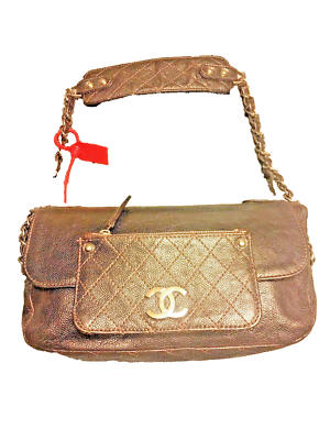 CHANEL ブラウンレザー ハンドバッグ Chanel Lambskin Quilted Mini Top Handle Rectangular Flap Dark