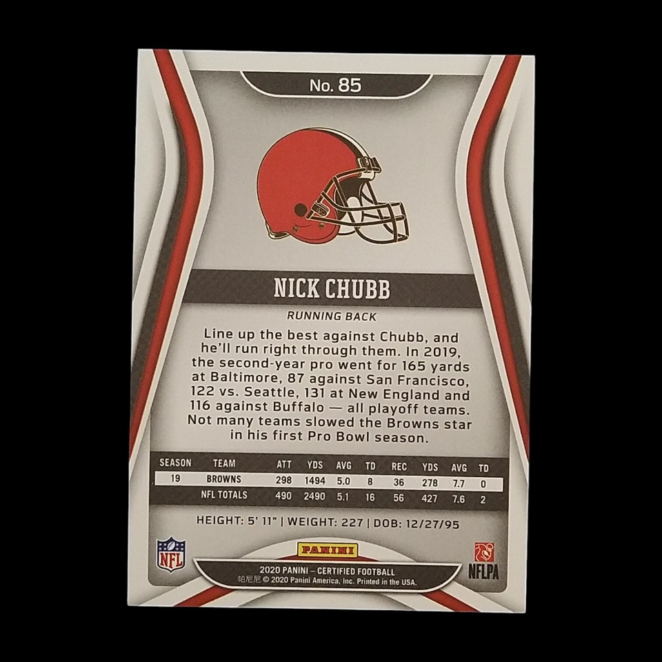 2020 Panini Certified - Mirror Teal #85 Nick Chubb /50 - Image 2 of 2