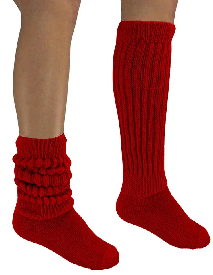 2 =1 Red 1 Gray Men's Slouch Socks Work Walk Ski  Soccer 7-10 Halloween Costume - Image 2 of 4