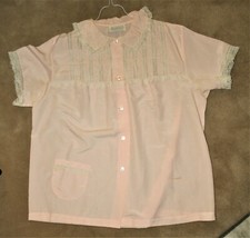 Barbizon Lazy Belle Vntg Pink Bed Jacket Sz 20 Lace Trimmed Nylon/Dacron/Rayon
