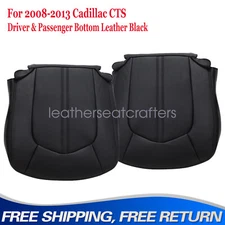 Driver & Passenger Lower Seat Cover Black Leather For Cadillac CTS 2008-2013
