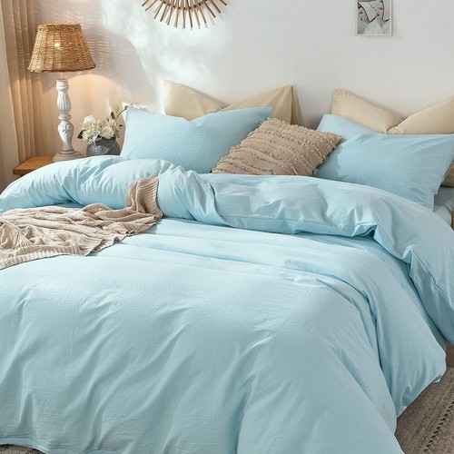 100% Washed Cotton Linen Textured Breathable Durable Soft Bedding Duvet Cover - Picture 101 of 102