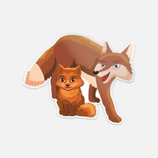 Cute Fox Animal Family Car Bumper Vinyl Sticker Decal