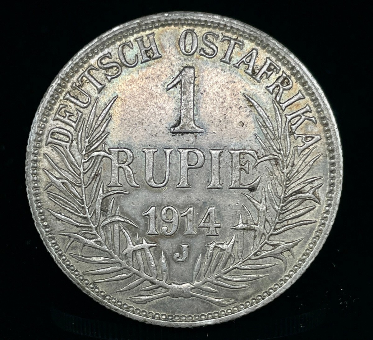 1914 J German East Africa Silver Rupee AU/UNC Toned KM#10 | eBay