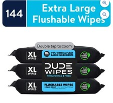 DUDE Wipes, Flushable Wipes, Extra Large and Fragrance-Free Wipes - 144 ct