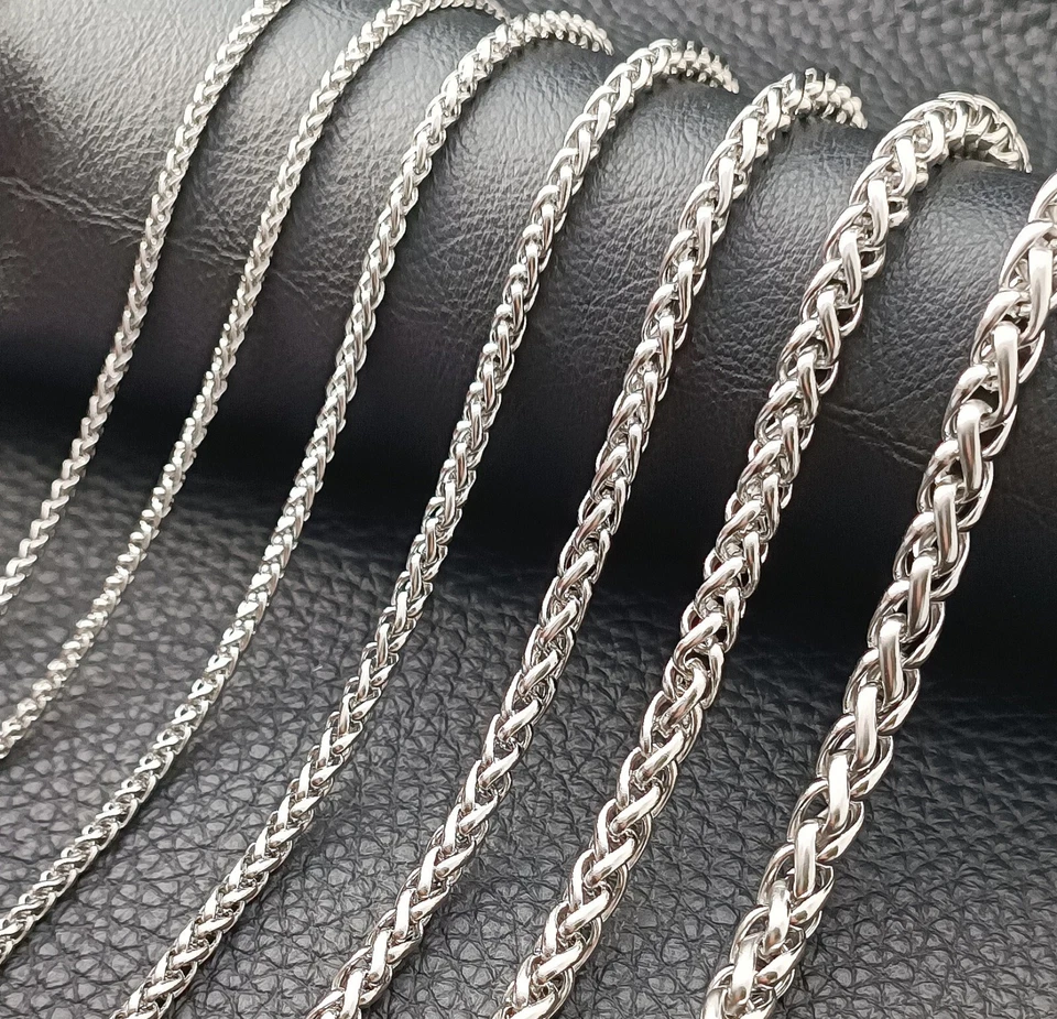 Edelstahl Zopfkette Halskette Massiv 2-7 mm Silber Herren,Damen Modeschmuck - Bild 2 von 4