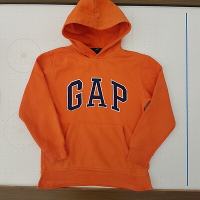 GAP Kinder Hoodie orange Größe 12 Jahre bestickt Spruch 