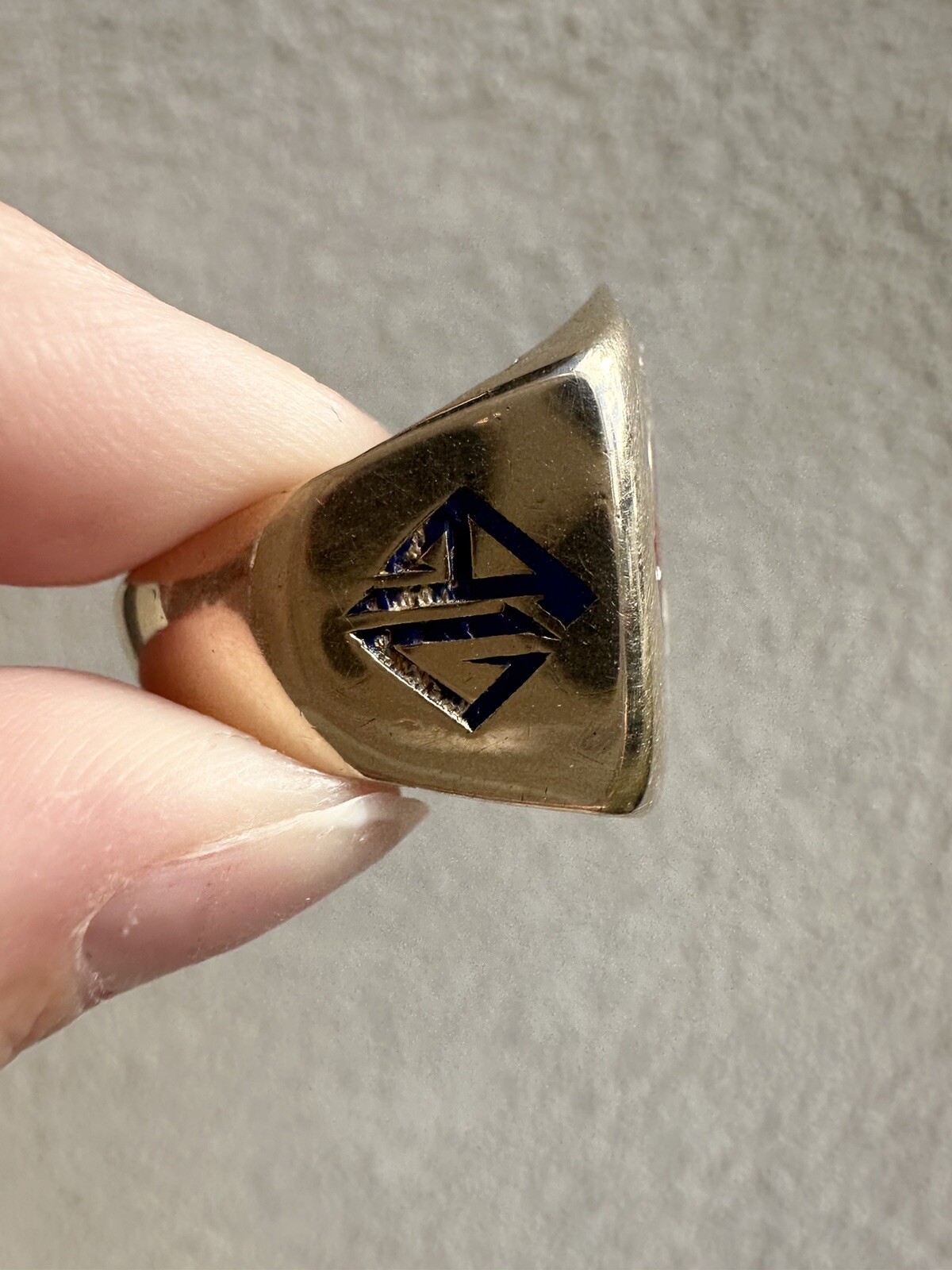 Antique Men’s Rooster Enamel Ring Gem