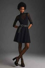 Anthropologie Maeve Layered Sheer Mini Dress SIZE M new nwt black color