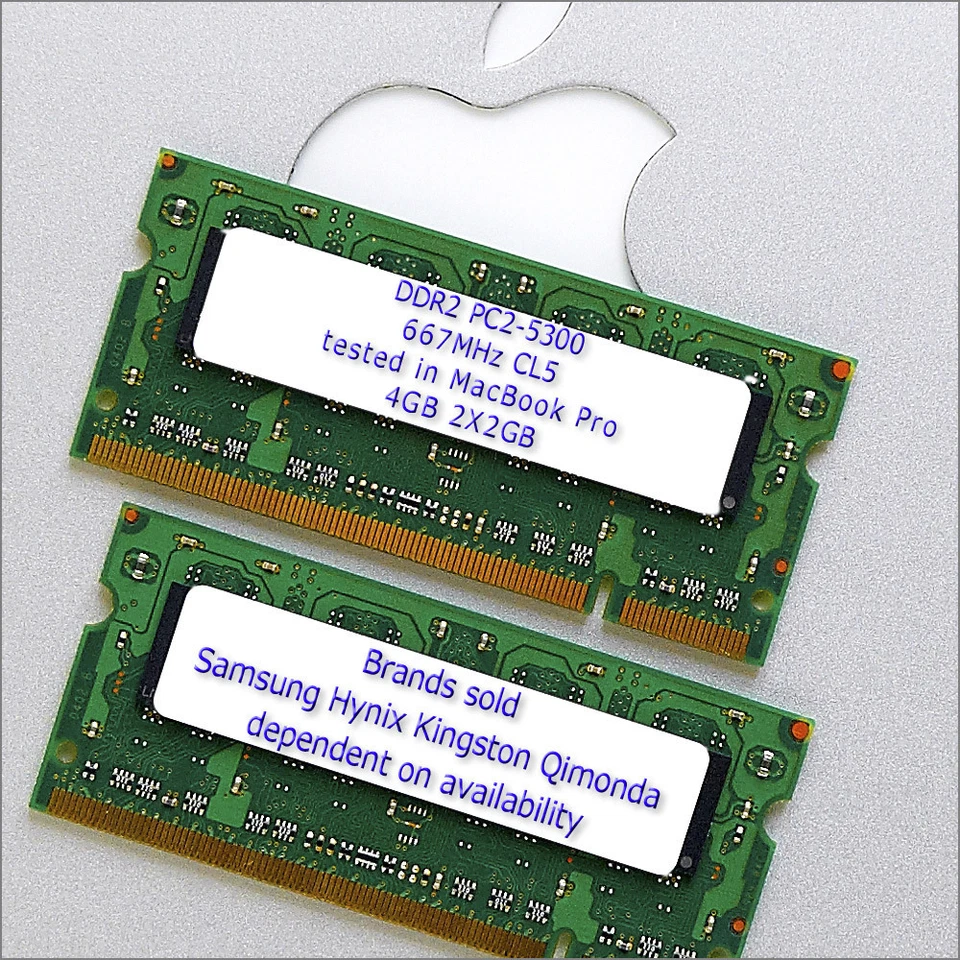 4GB Ram APPLE Mac MacBook/Pro/mini DDR2 667MHz PC2-5300 200 PIN SODIMM 2x2GB - Image 2 of 2