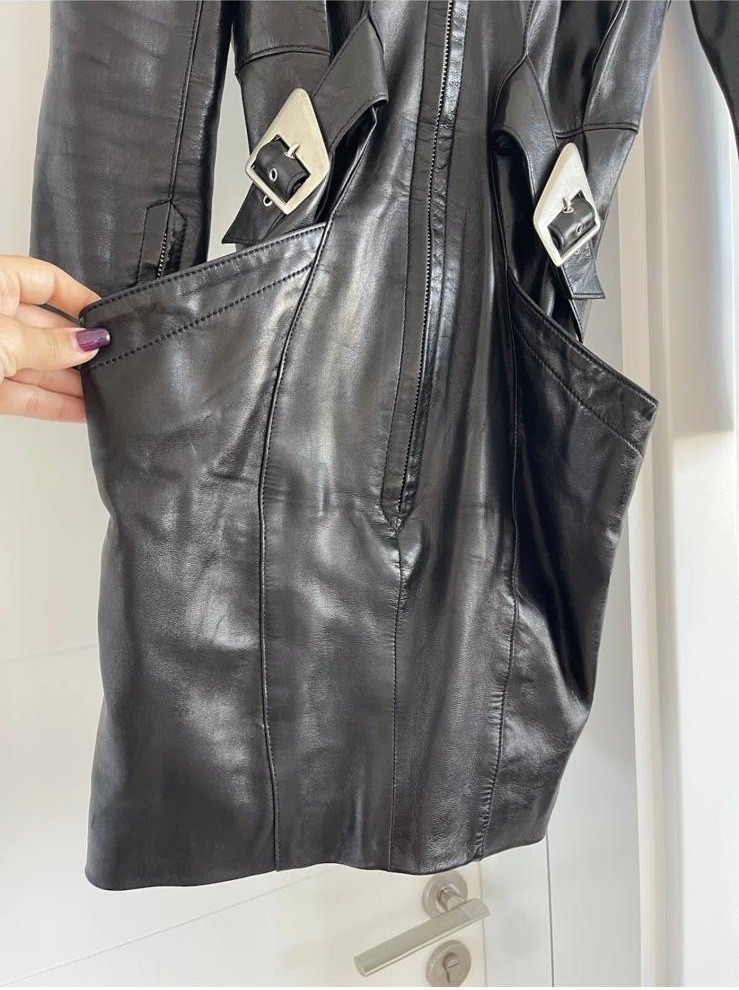thierry mugler Rare Black Leather Mini Dress Size Fr38 image 4