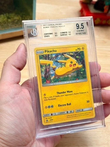 BGS 9.5 POKEMON 2017 2016 PIKACHU HOLO #SM04 ENGLISH GENERAL MILLS RARE psa