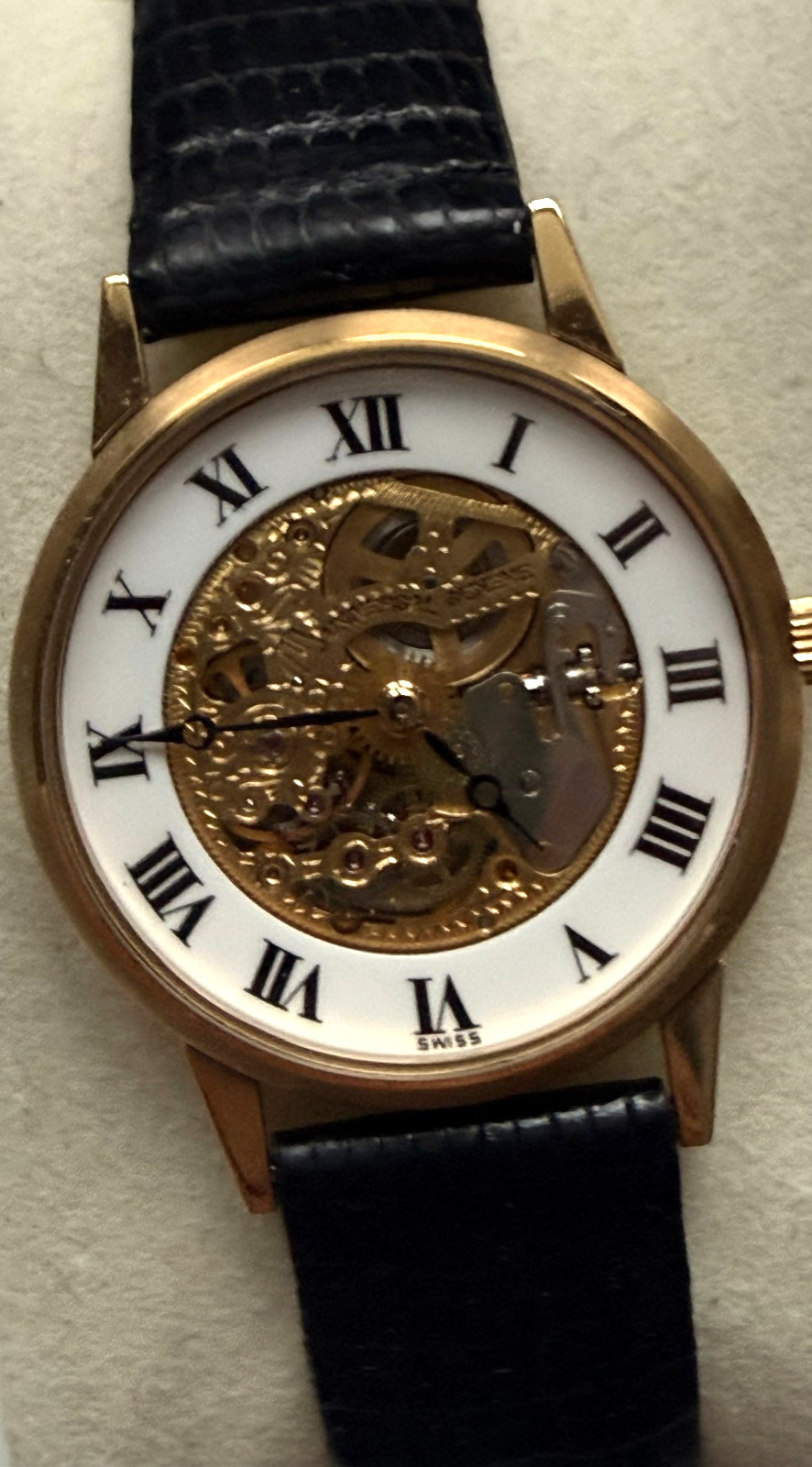 Universal Genève Skeleton Original box. Mechanical. Lizard strap.