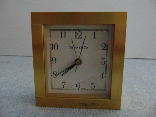VINTAGE TIFFANY & CO SWISS MADE QUARTZ DESK ALARM CLOCK PARTS OR RESTORE