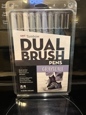 Tombow 56171 Dual Brush Pen Art Markers, Grayscale, 10-Pack. Blendable, Brush