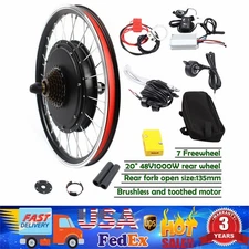 20" Rear Wheel Conversion Kit Hub 48V 1000W Electric Bicycle Ebike Motor Cycling
