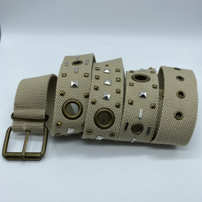 Unbranded Tan Cotton Canvas Belt w/ Embellishments & Rivets  display picture 1