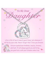 Daughter Gifts from Mom Dad, Unicorn Necklace Girls Jewelry Birthday Daughter Ki