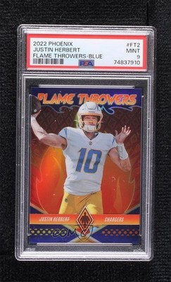 2022 Panini Phoenix Flame Throwers Blue 19/35 Justin Herbert PSA 9 MINT 17di
