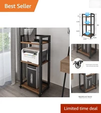 Heavy-Duty 3-Tier Printer Stand with Adjustable Silhouette - Rustic Design