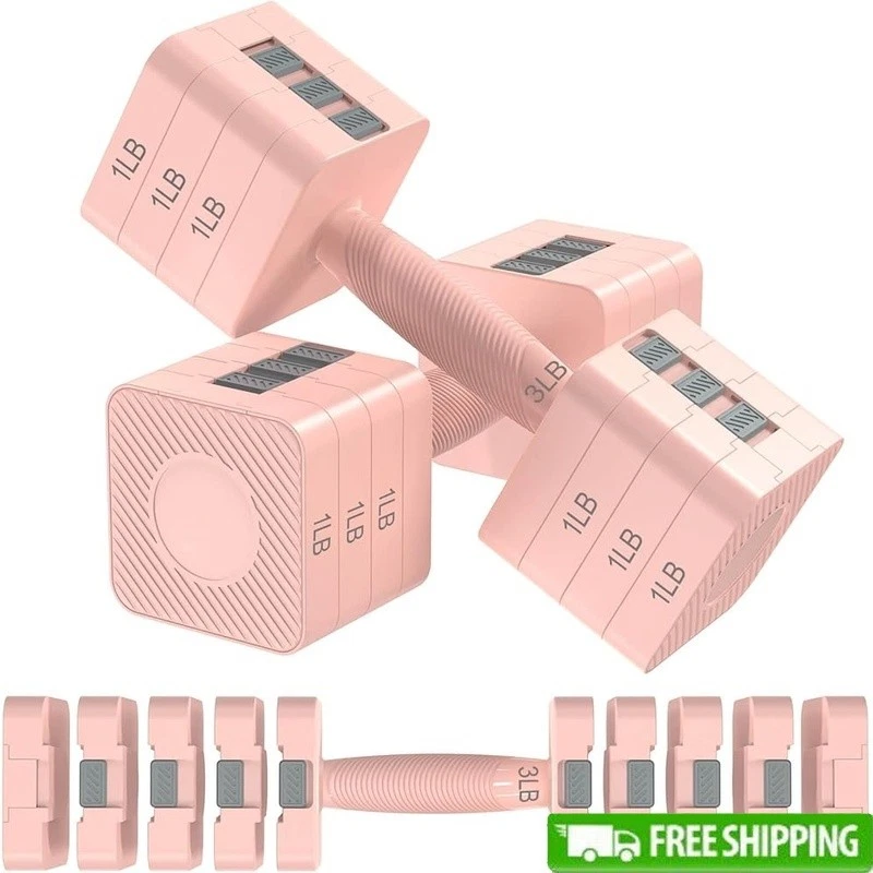 Adjustable Dumbbell Set 5 Weights 3lb to 11lb Anti-Slip Handle Home Workout New