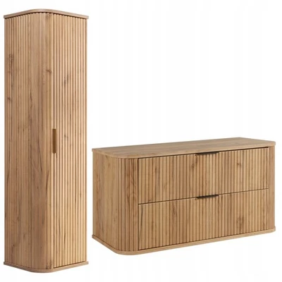 Ensemble meuble sous-lavabo ELEGANCE 100 cm chêne + armoire murale - Photo 1/4