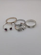 Job Lot of 5 Minimalist Silver & Gold Tone Rings – Costume Jewellery Bundle
