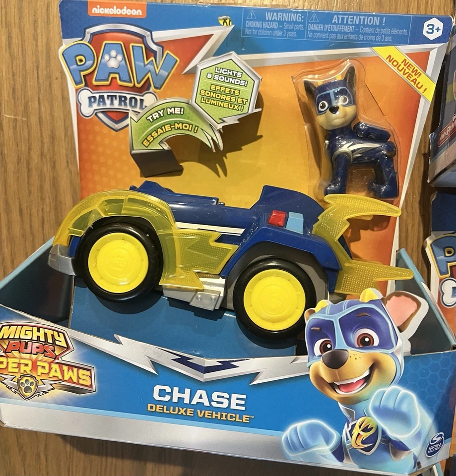 Lote Paw Patrol Mighty Pups Super Paws Vehículo de Lujo Persecución Cielo Escombros Marshall Zuma Foto 3 de 4