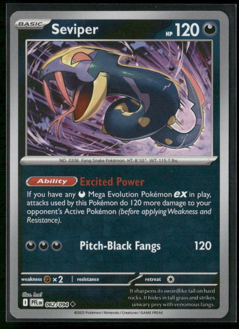 Seviper ME02: Phantasmal Flames 062/094 Reverse Holo NM