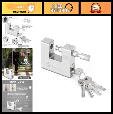 Heavy Duty 5-Key Super Silver Padlock for Garage, Warehouse, Shipping Container