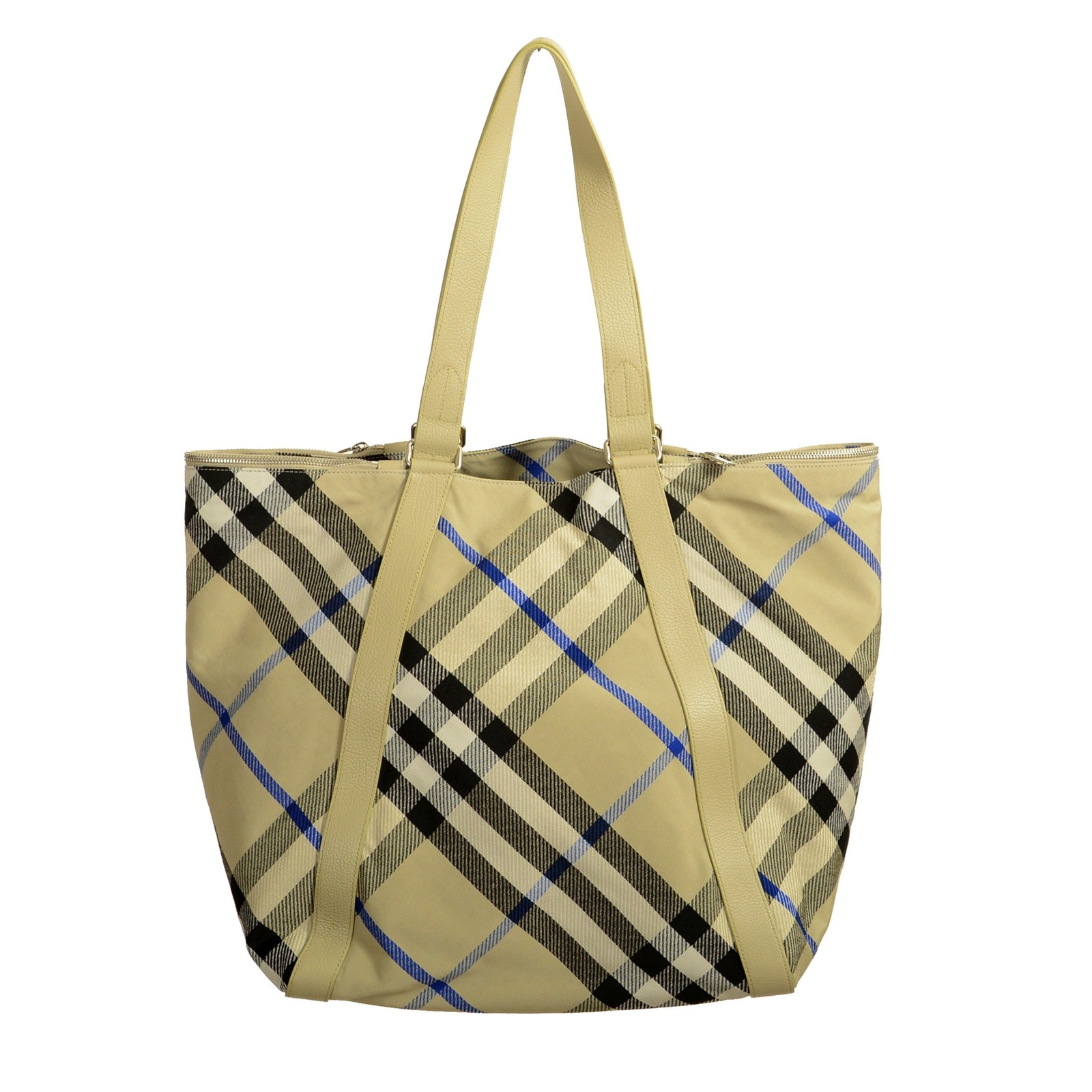 Burberry Unisex "Field Tote" Lichen Plaid Handbag Shoulder Tote Bag