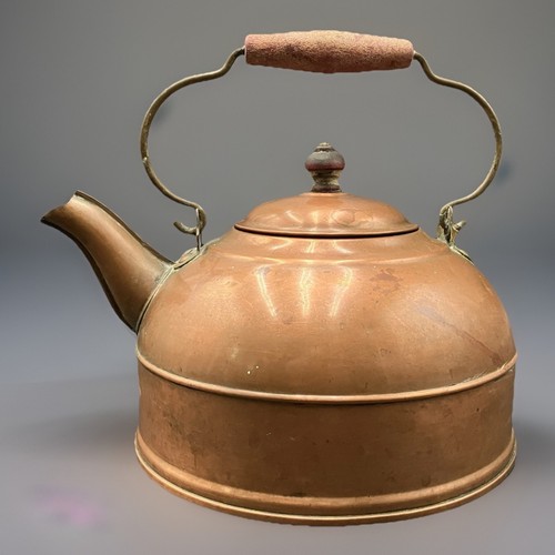 Vintage Revere Ware Copper Tea Kettle Wooden Handle Cottage Farmhouse Decor